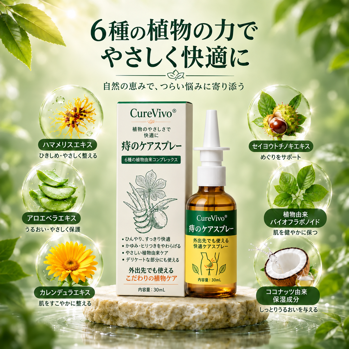3️⃣CureVivo® アドバンスドコンフォート 痔ケア PRO スプレー