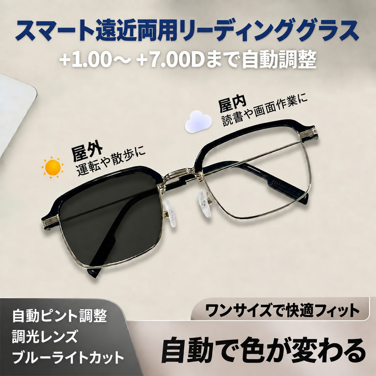 👓1️⃣夏のセール🔥ラストチャンス：60%OFF 👓 Oneswear® ✨ 自動調整HDリーディンググラス